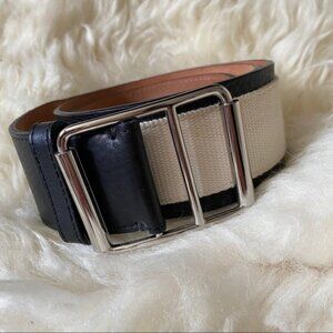 Martin + OSA leather and canvas contrast wide statement belt